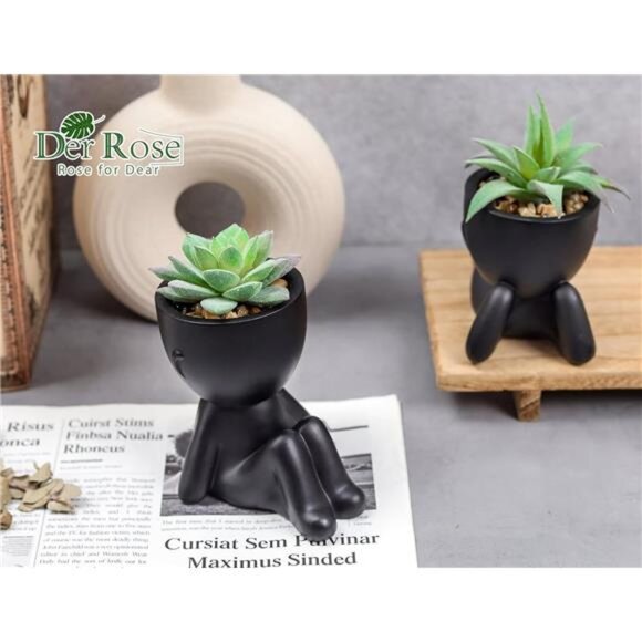 Rose Set of 2 Fake Plants Artificial Succulent Plants Office Desk Accessories - Picture 6 of 7